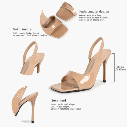 Square Toe Slingback Sandals – Minimalist Stiletto Heels - YISHIFAN