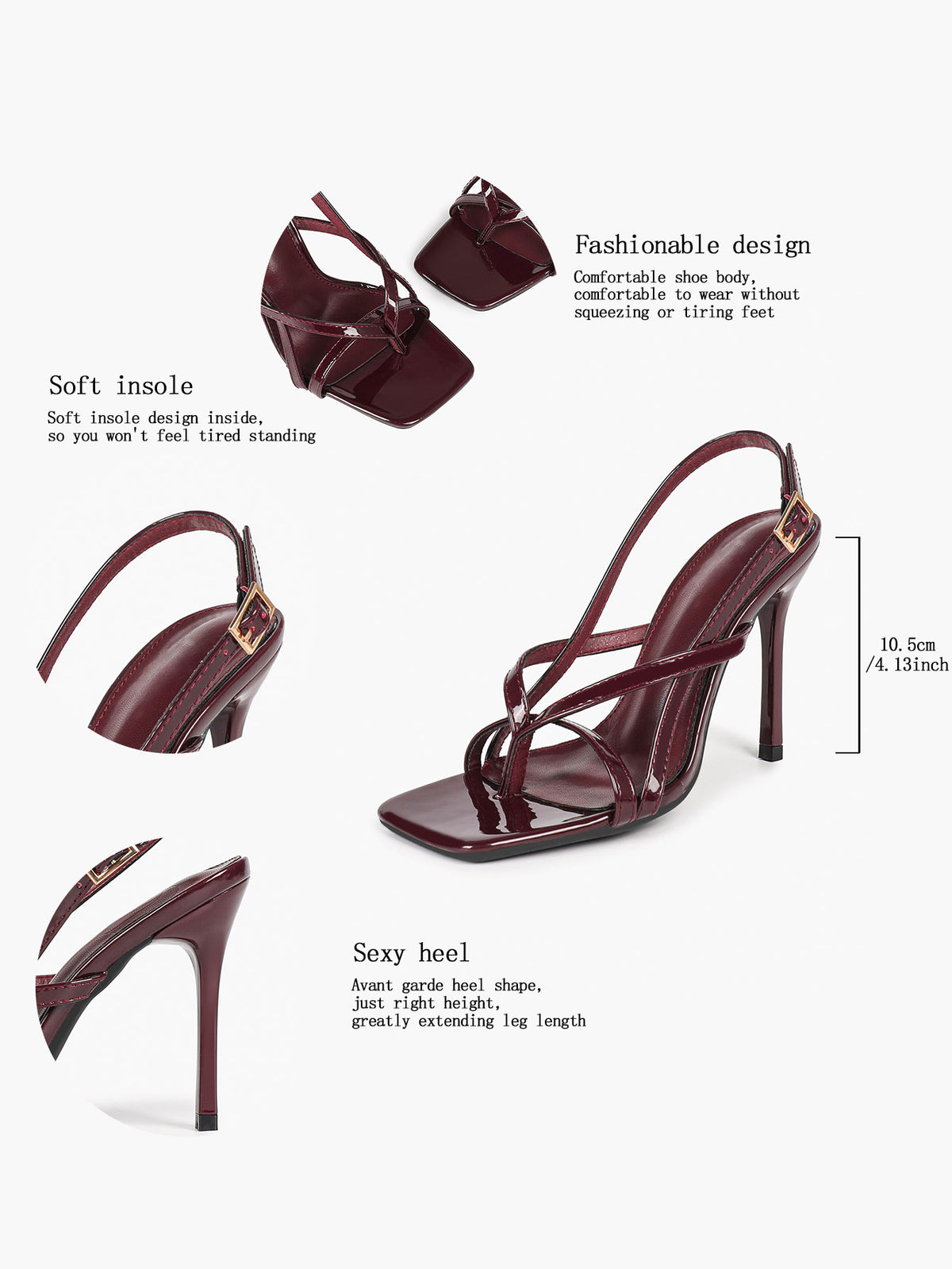 Caramel Slingback Heels Square Toe Stiletto Sandals Sexy Stylish for Date Party Business - YISHIFAN