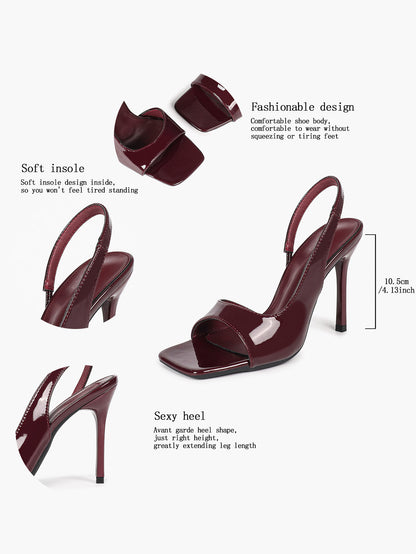 Square Toe Slingback Sandals – Minimalist Stiletto Heels - YISHIFAN