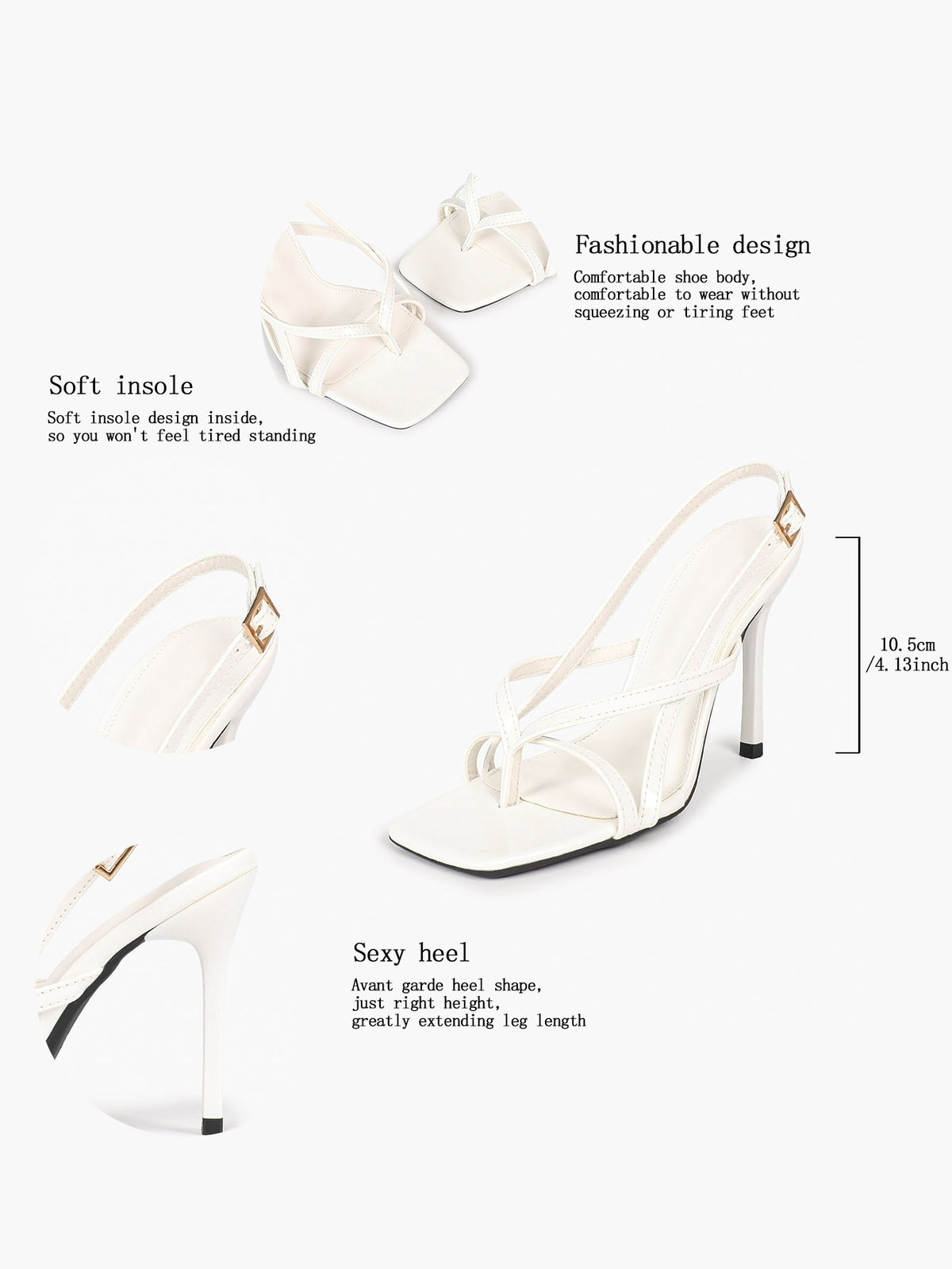 Caramel Slingback Heels Square Toe Stiletto Sandals Sexy Stylish for Date Party Business - YISHIFAN