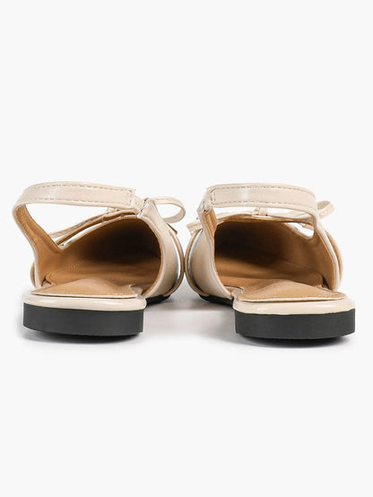 Women's Slingback Dress Pointed Toe Ballet Flat Shoes with Bowknot Buckle Strap Dressy Flats YISHIFAN