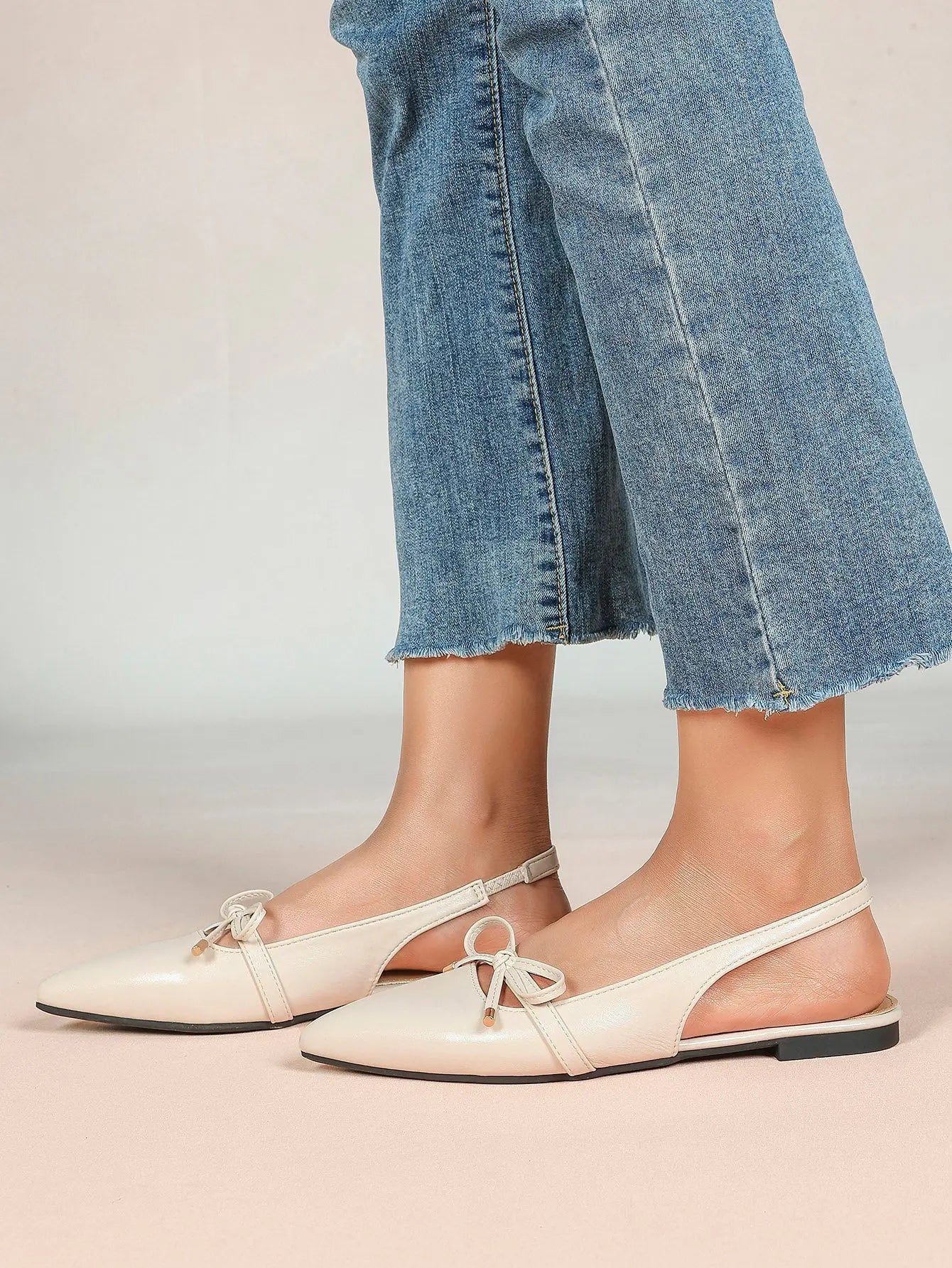 Women's Slingback Dress Pointed Toe Ballet Flat Shoes with Bowknot Buckle Strap Dressy Flats YISHIFAN