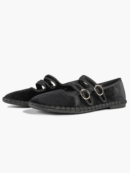 Women's Pink Suede Ballet Flats with Double Gold Buckle Cloud Comfort Insole for Casual Chic Everyday Shoes YISHIFAN