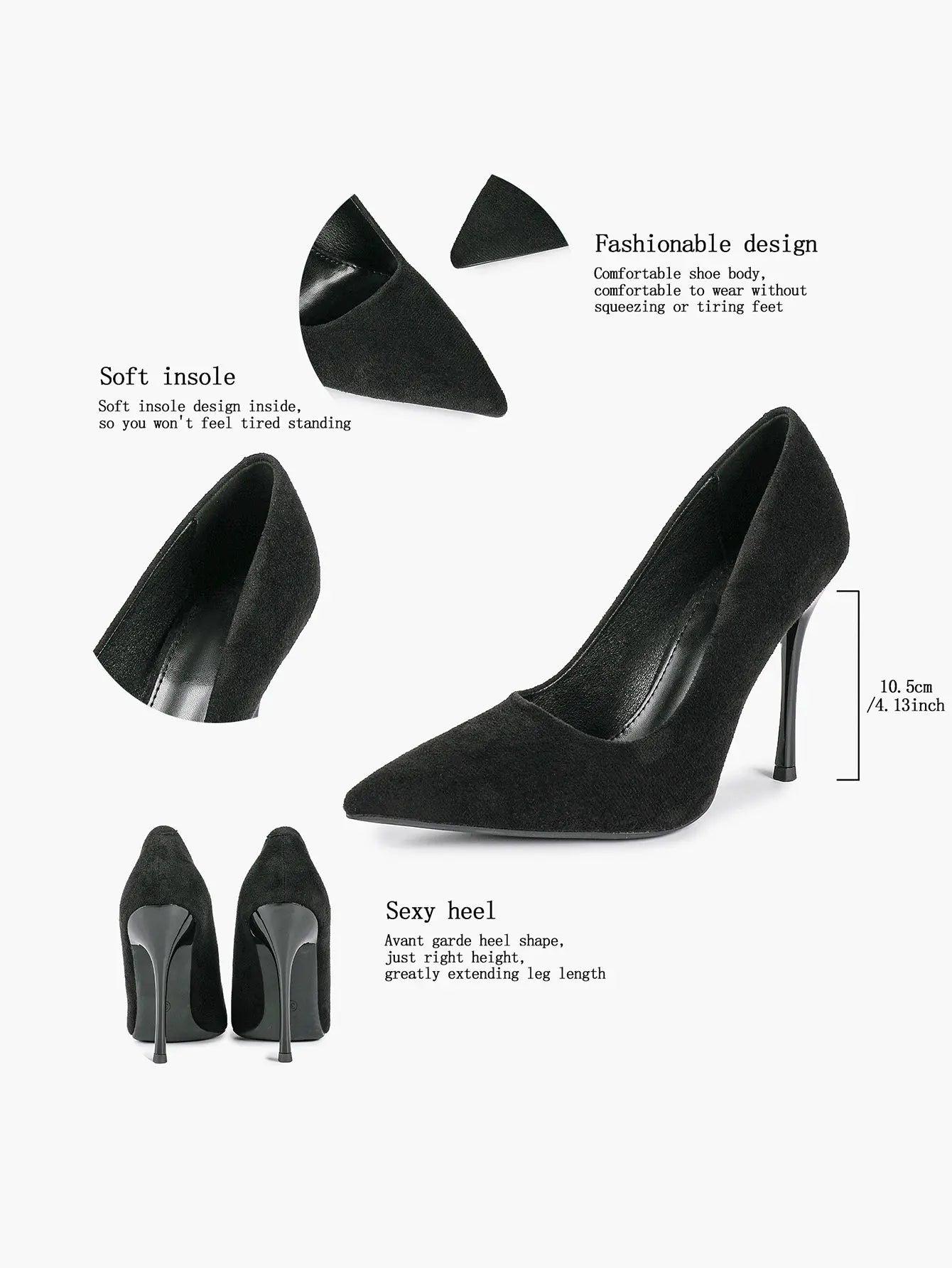 Women's Closed Pointed Toe Classic Stiletto Heels for Wedding Party Evening Dress Shoes YISHIFAN