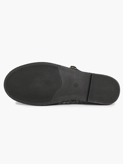 Black Velvet Mary Janes: White Crochet Lace, Gold-Buckle Straps & Avant-Garde Comfort YISHIFAN