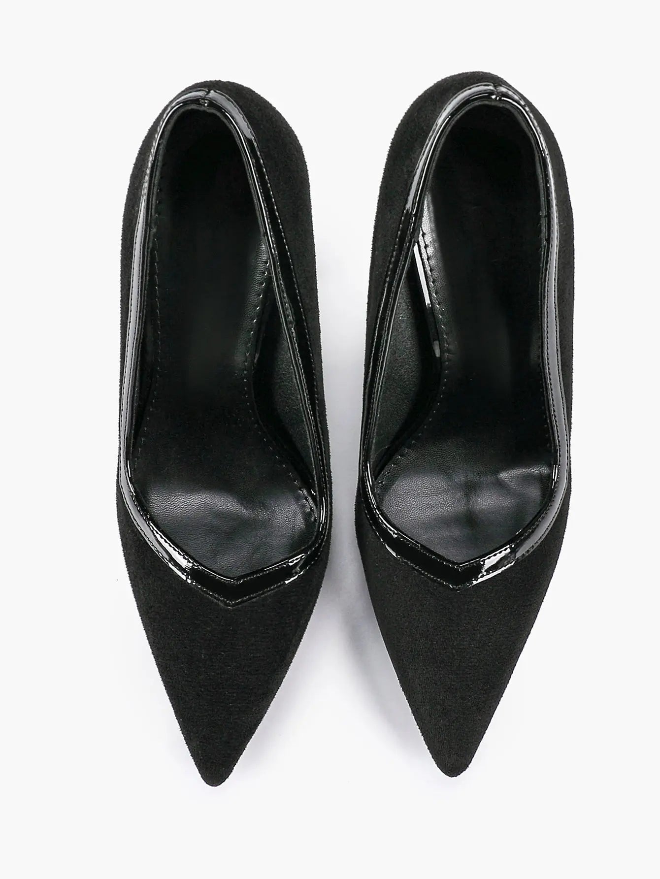 Women's Pumps Pointed Toe Stiletto Heels Black Suede Leather Trim Wedding Evening Party Dress Shoes YISHIFAN