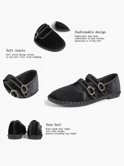 Women's Pink Suede Ballet Flats with Double Gold Buckle Cloud Comfort Insole for Casual Chic Everyday Shoes YISHIFAN
