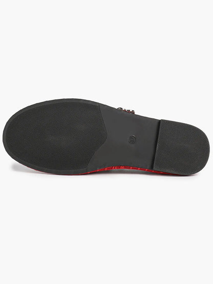 Black-White Grid Mary Jane Flats: Red Accents, Avant-Garde Heel & All-Day Retro Charm YISHIFAN
