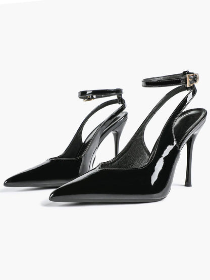 Women's Dark Brown Ankle Strap Pointed Toe High-Heel Sandals Wedding Party Evening Dress Shoes YISHIFAN