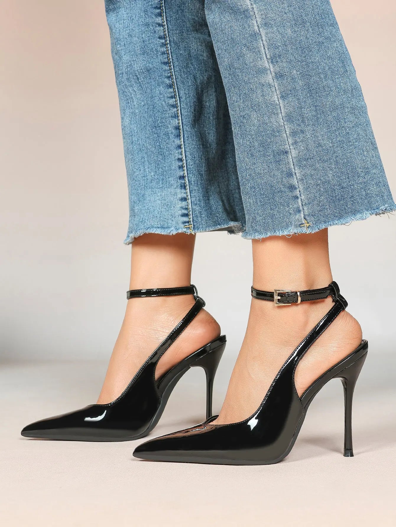Women's Dark Brown Ankle Strap Pointed Toe High-Heel Sandals Wedding Party Evening Dress Shoes YISHIFAN