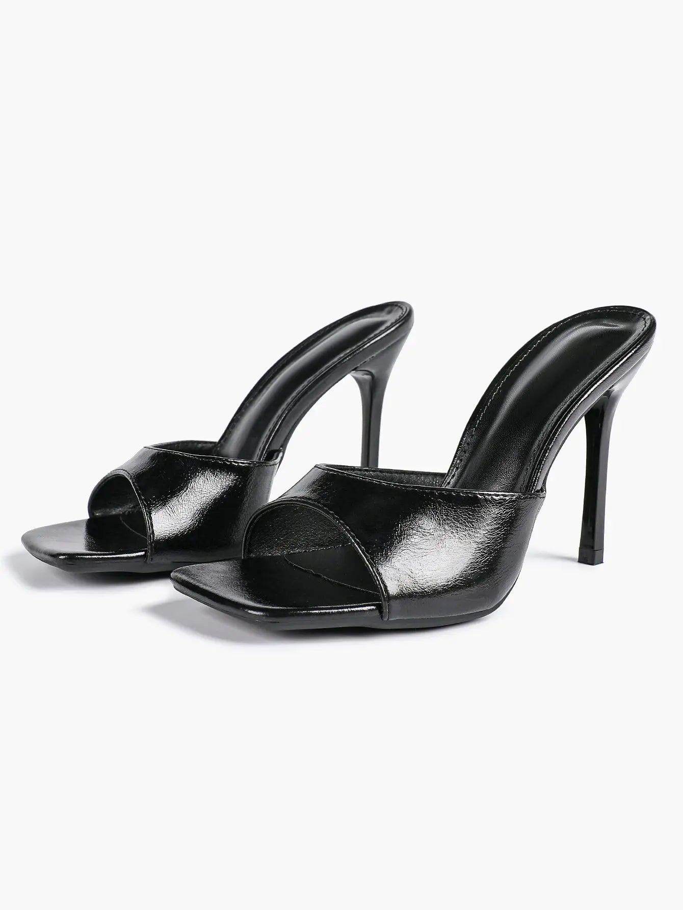 Women's Kitten Heels for Square Toe Open Toe Backless Mule Heels Stiletto Sandals 4.13 Inch YISHIFAN
