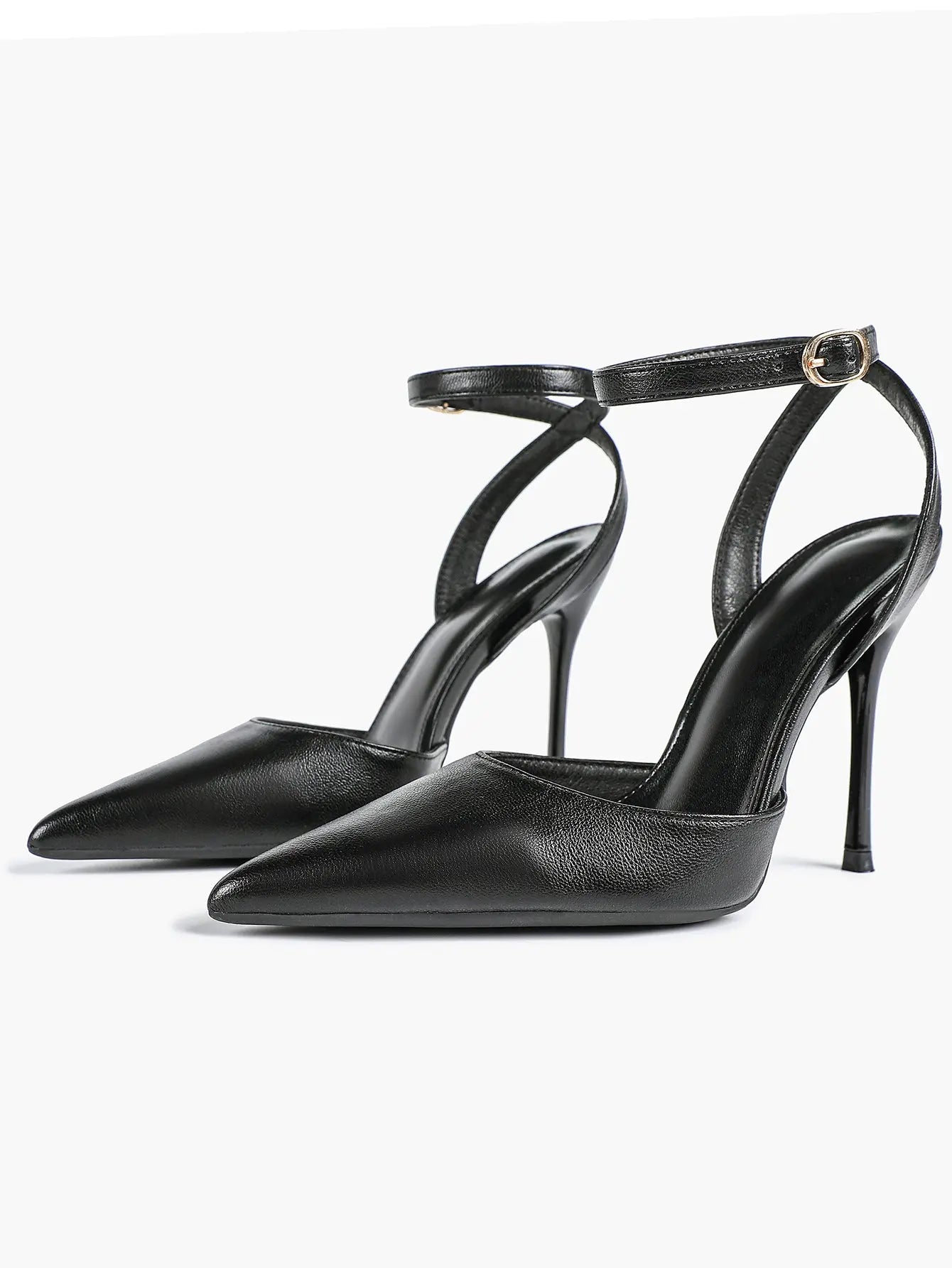 Women's Leather 4.13 INCH High-Heel Stiletto Pointed Toe Slingback Stiletto Heels for Elegant Scene YISHIFAN