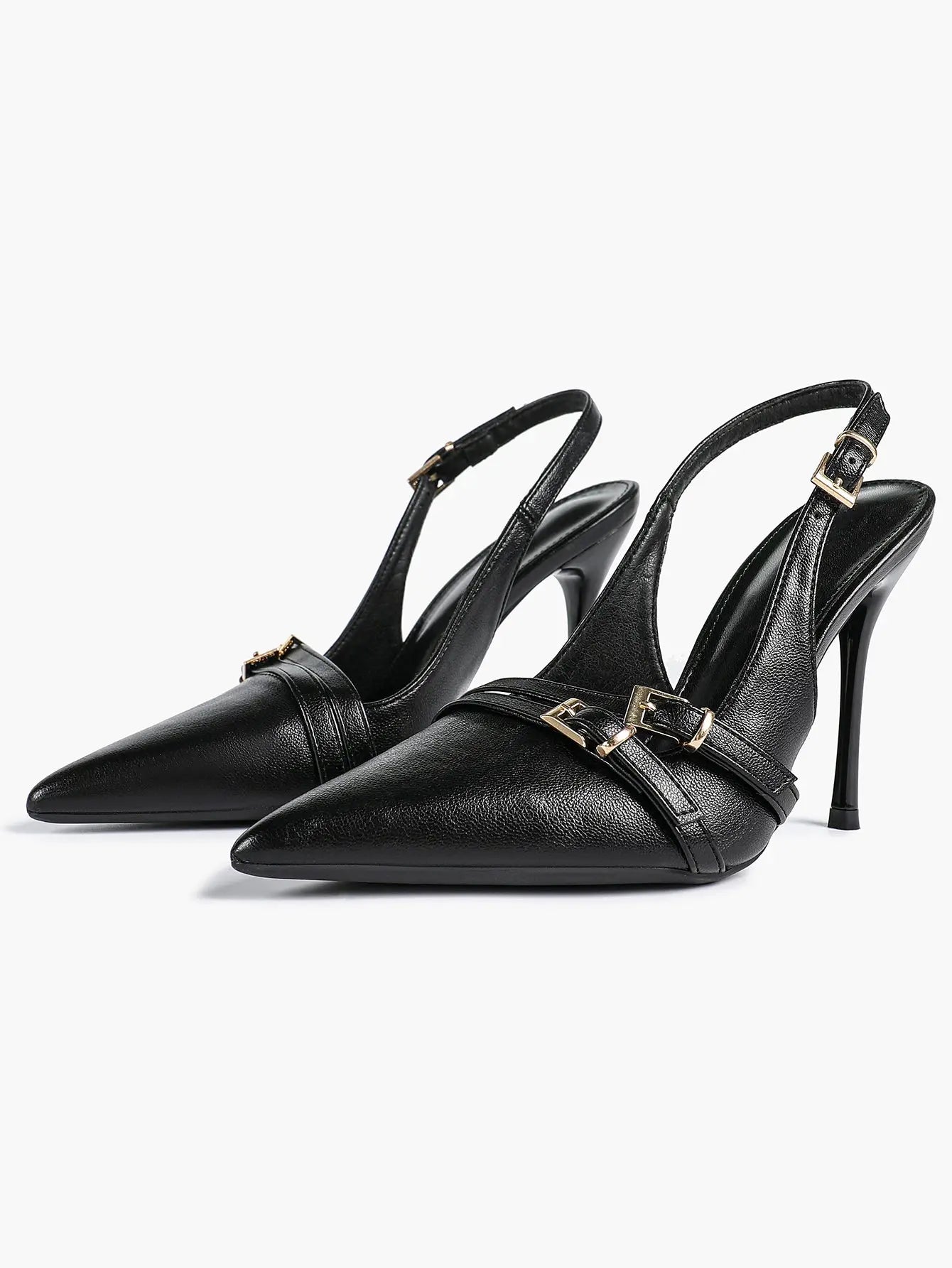Women's High-Heel Sandals Closed Pointed Toe Slingback Heels Ankle Strap Stiletto Heels Elegant YISHIFAN