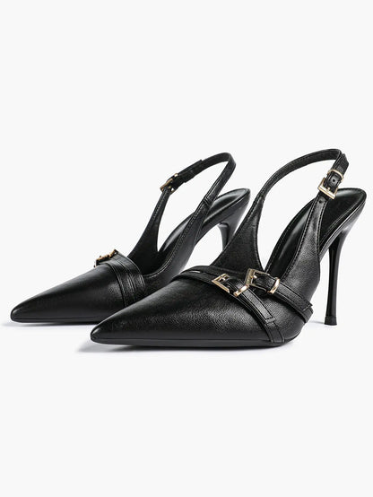 Women's High-Heel Sandals Closed Pointed Toe Slingback Heels Ankle Strap Stiletto Heels Elegant YISHIFAN