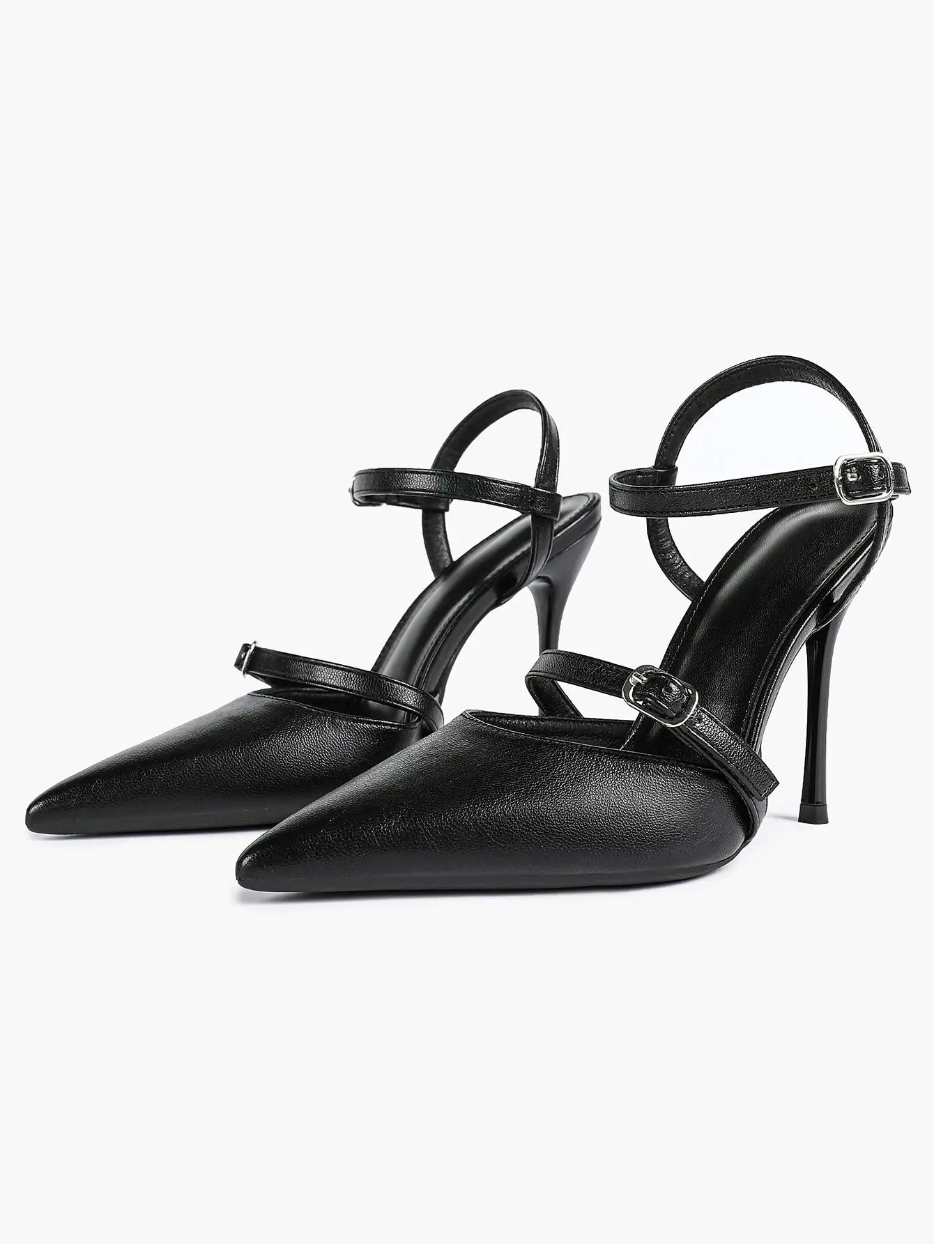 Women's Ivory Leather High-Heel Stiletto Pointed Toe Ankle Strap Sandals Sexy Wedding Party Evening Dress Shoes YISHIFAN