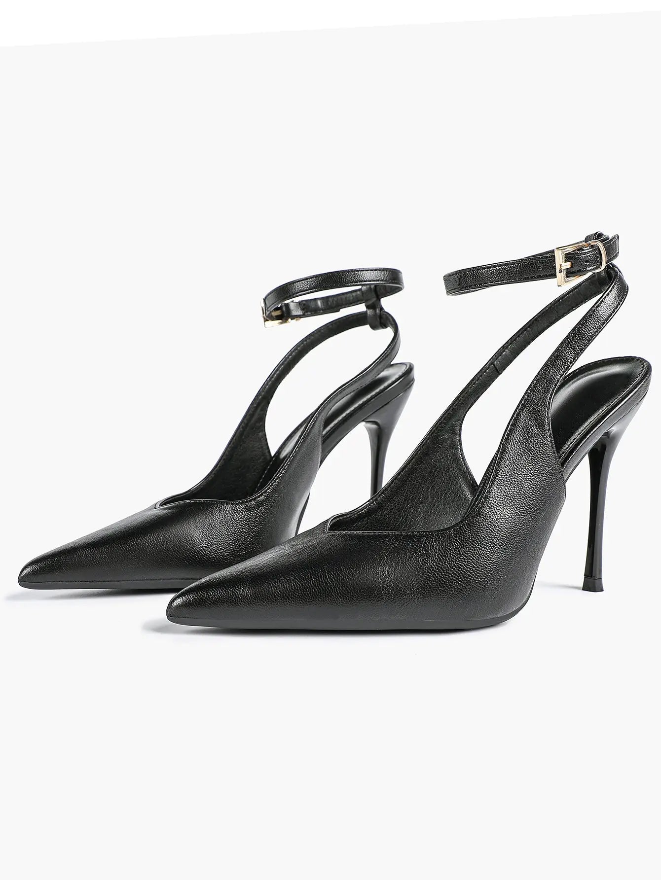 Women's Dark Brown Ankle Strap Pointed Toe High-Heel Sandals Wedding Party Evening Dress Shoes YISHIFAN