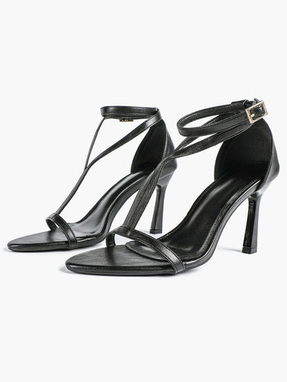Women's Pointed Toe High-Heel Sandals Y-Strap Adjustable Ankle Strap Wedding Party Shoes YISHIFAN