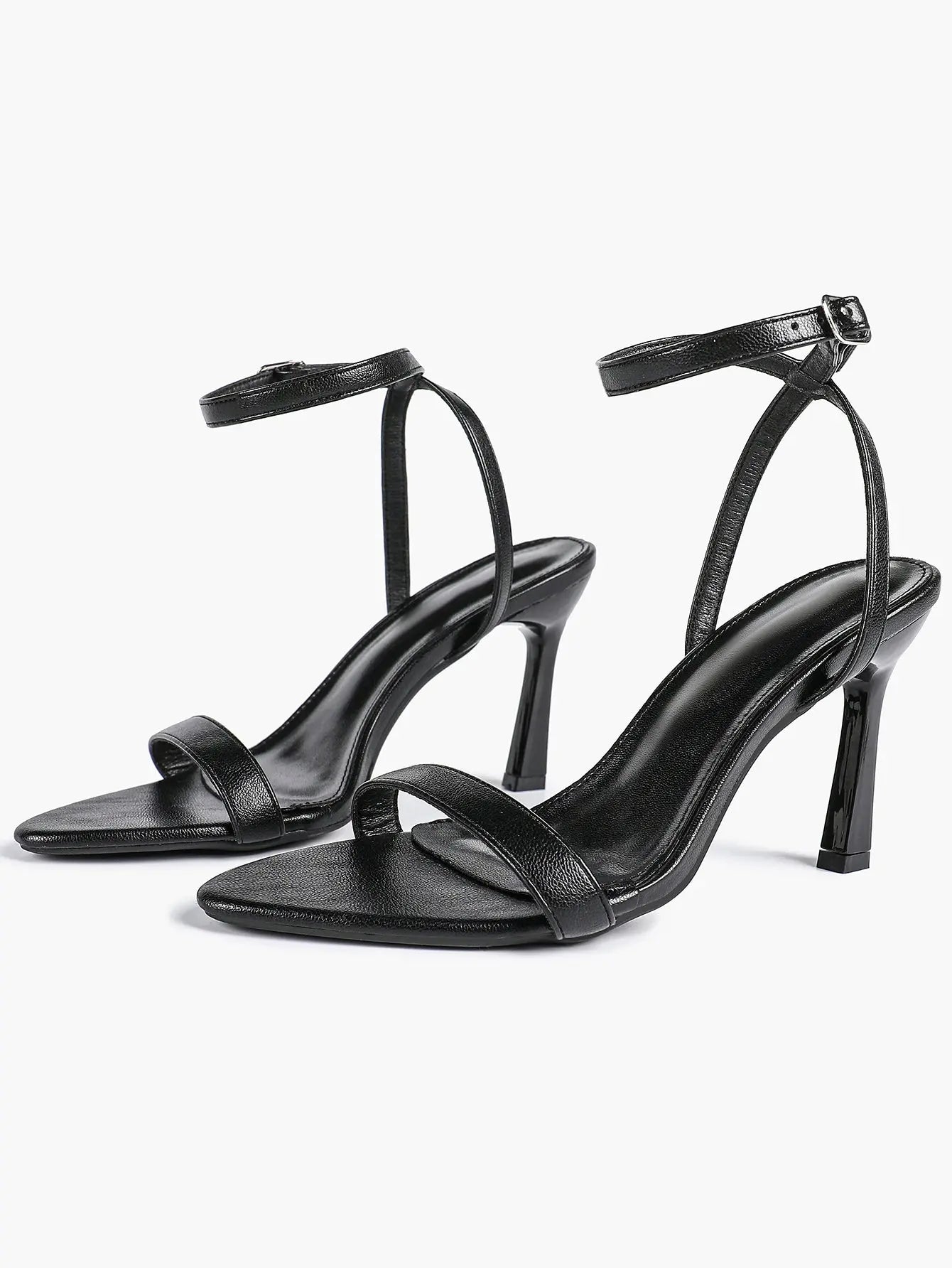 Women Leather High-Heel Sandals Pointed Toe Open Back Stiletto Heels Office Dress Shoes YISHIFAN