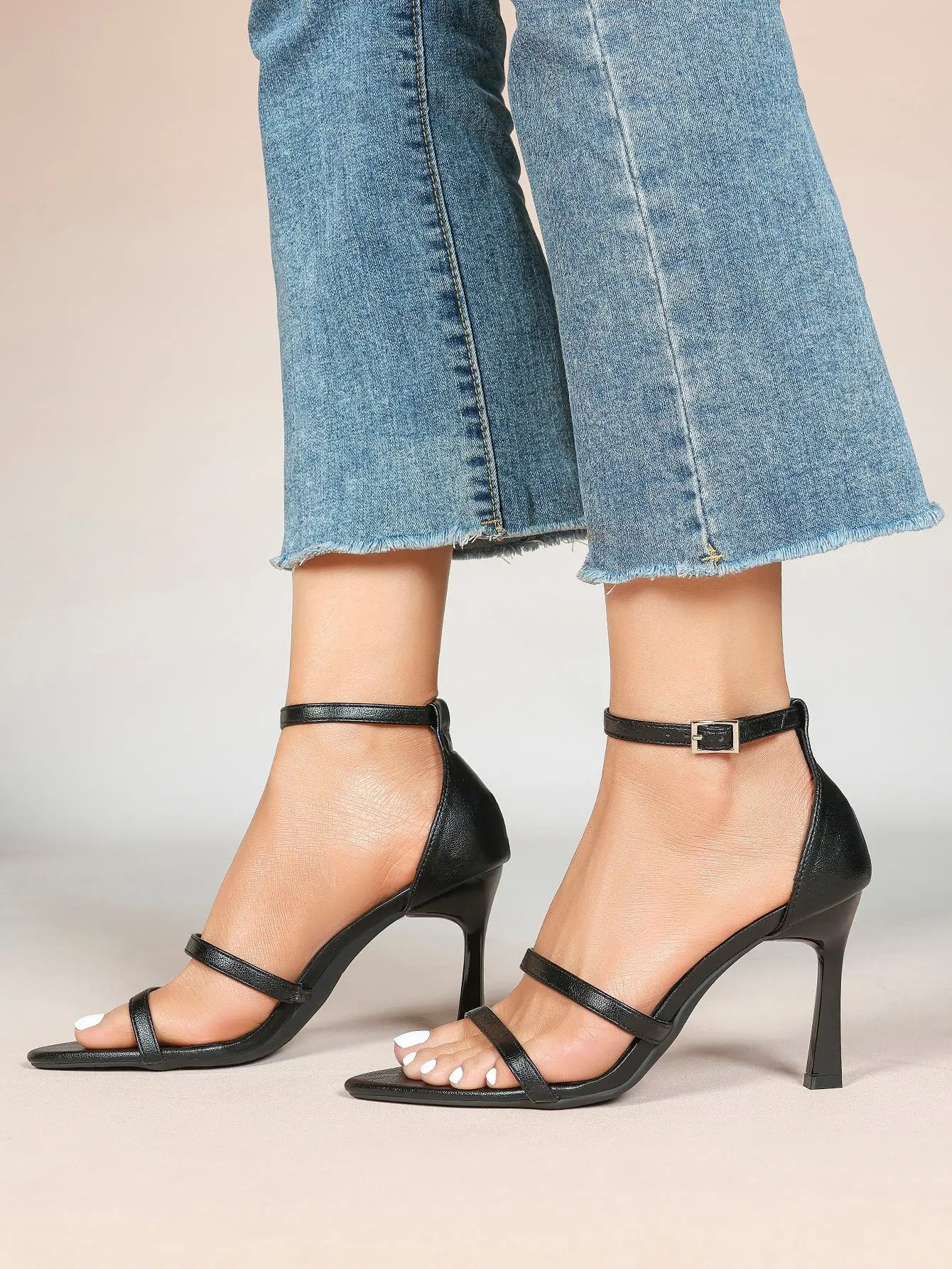 Women's High Stilettos Heels Open Toe Pointed Sandals Ankle Strap Pumps Dress Shoes Party Work Heeled Sandals YISHIFAN