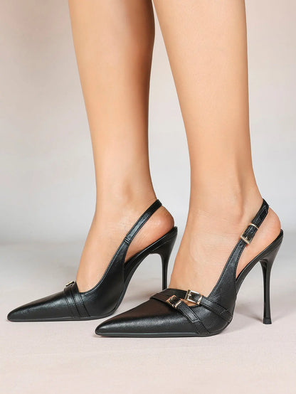 Women's High-Heel Sandals Closed Pointed Toe Slingback Heels Ankle Strap Stiletto Heels Elegant YISHIFAN