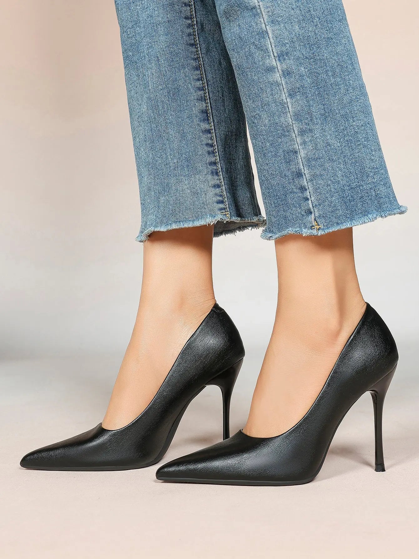 Women's Stiletto Heels Closed Sharp Pointed Toe Classic Wedding Party Dress Pump Shoes YISHIFAN