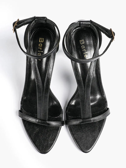 Women's Pointed Toe High-Heel Sandals Y-Strap Adjustable Ankle Strap Wedding Party Shoes YISHIFAN