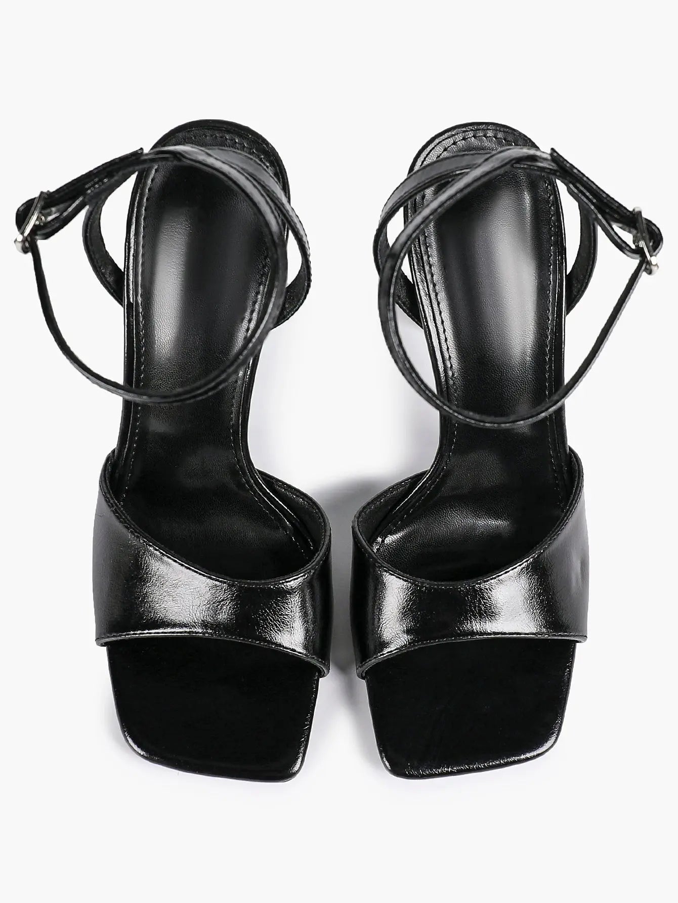 Women's Stiletto Heels 4.13 Inch Square Toe Ankle Strap Sandals Wedding Party Office Dress Shoes YISHIFAN