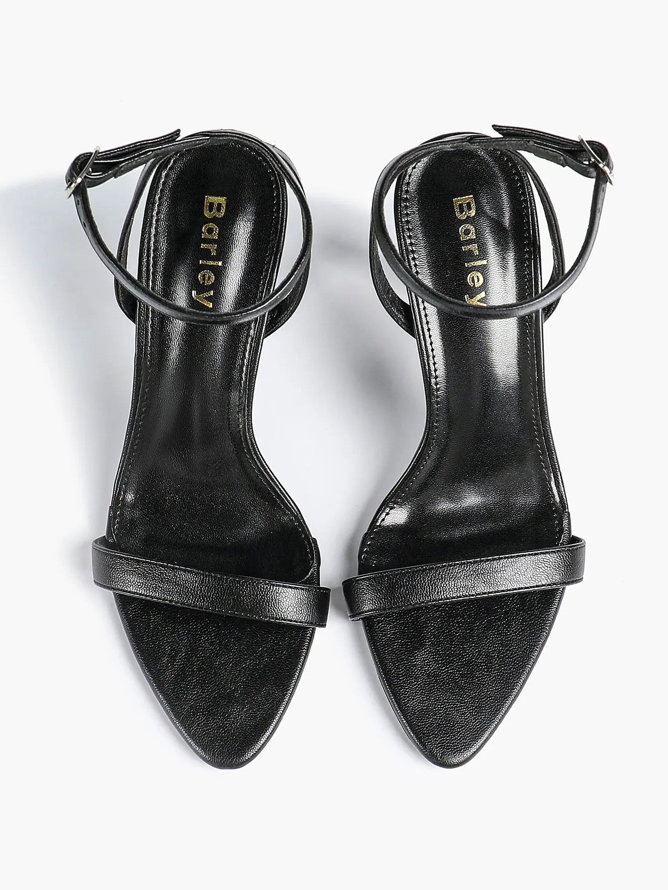 Women Leather High-Heel Sandals Pointed Toe Open Back Stiletto Heels Office Dress Shoes YISHIFAN