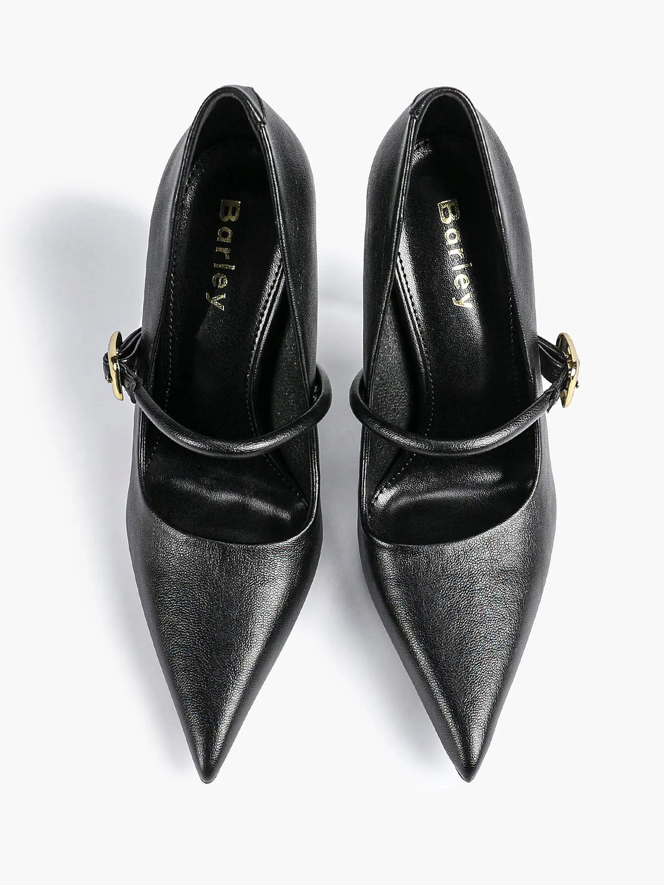 Women's Leather Stiletto Heels 4.13 Inch Pointed Toe Strap Pumps Shoes with Buckle for Casual Office YISHIFAN