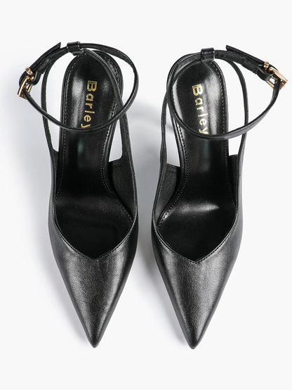 Women's Dark Brown Ankle Strap Pointed Toe High-Heel Sandals Wedding Party Evening Dress Shoes YISHIFAN