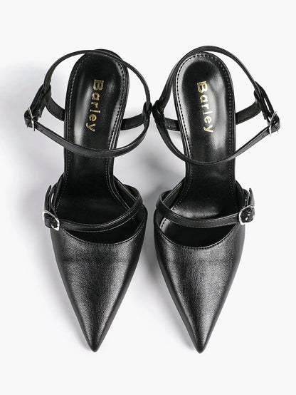 Women's Ivory Leather High-Heel Stiletto Pointed Toe Ankle Strap Sandals Sexy Wedding Party Evening Dress Shoes YISHIFAN