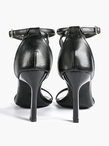 Women's Pointed Toe High-Heel Sandals Y-Strap Adjustable Ankle Strap Wedding Party Shoes YISHIFAN