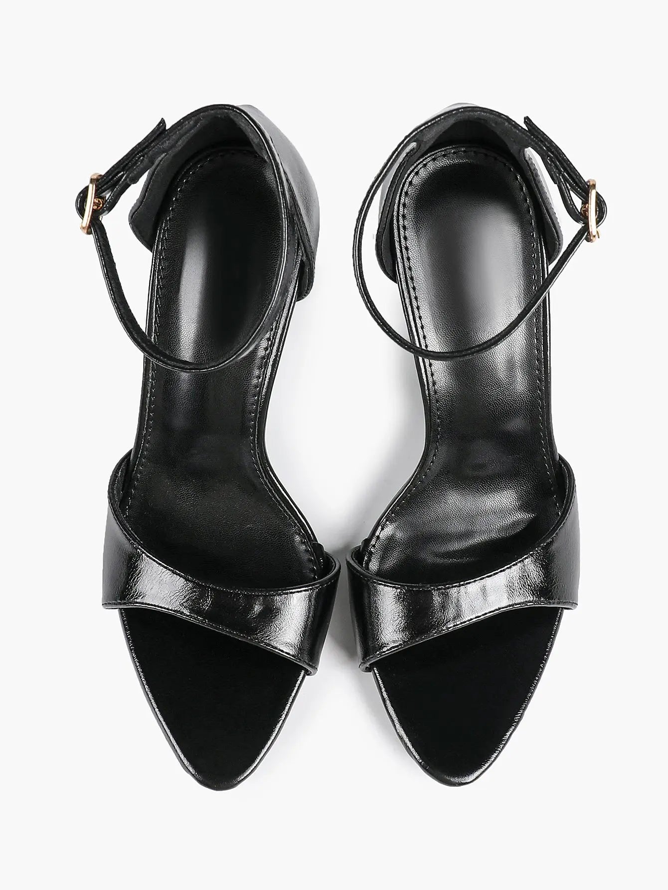 Women's Black High-Heel Sandals 3.74 Inch Stiletto Heels with Adjustable Ankle Strap for Wedding Party Casual YISHIFAN