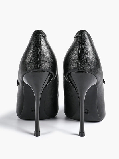 Burgundy Leather Stiletto Heels Sharp Pointed Toe Cross Strap Pump 4.13 INCH for Party Wedding Shoes YISHIFAN