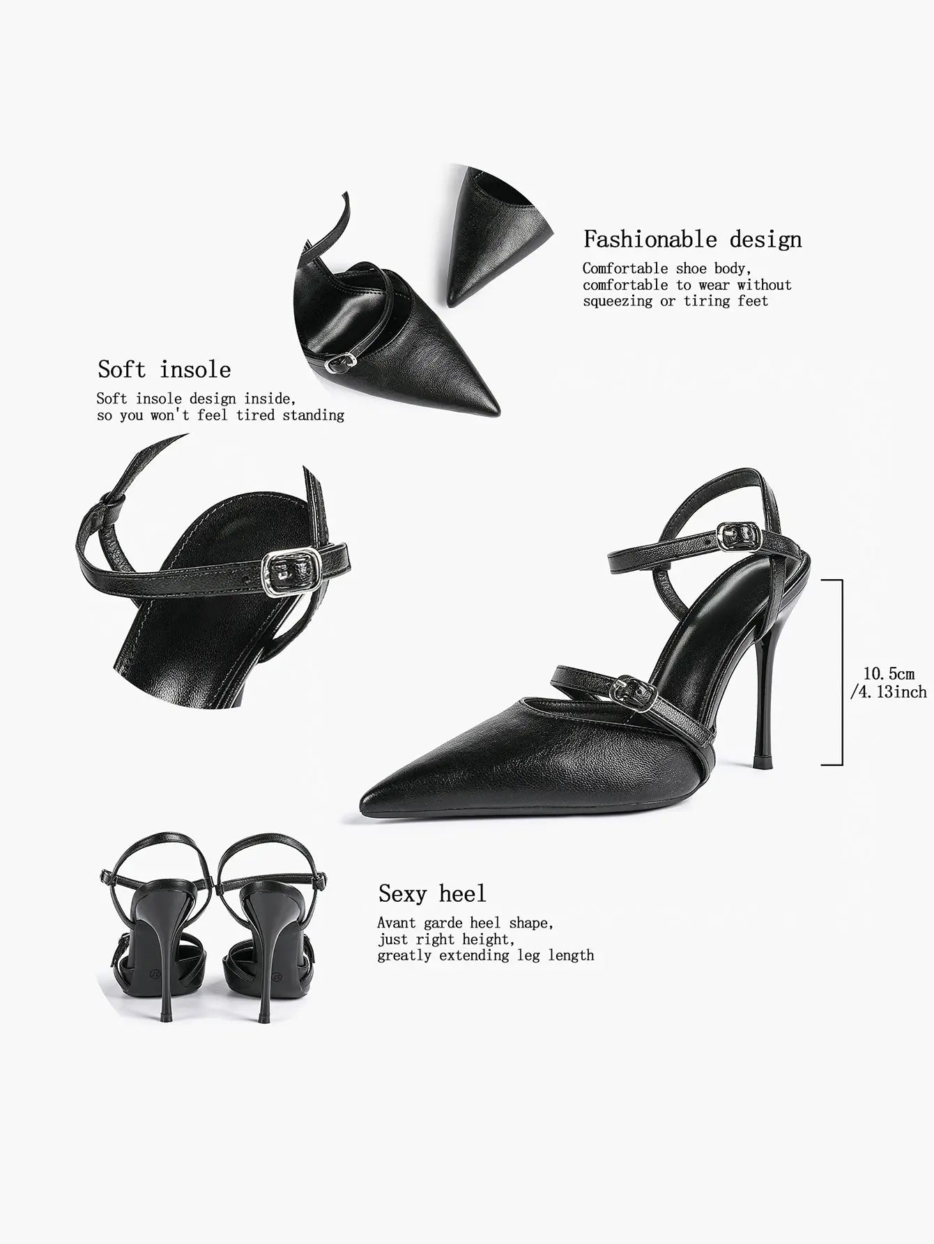 Women's Ivory Leather High-Heel Stiletto Pointed Toe Ankle Strap Sandals Sexy Wedding Party Evening Dress Shoes YISHIFAN