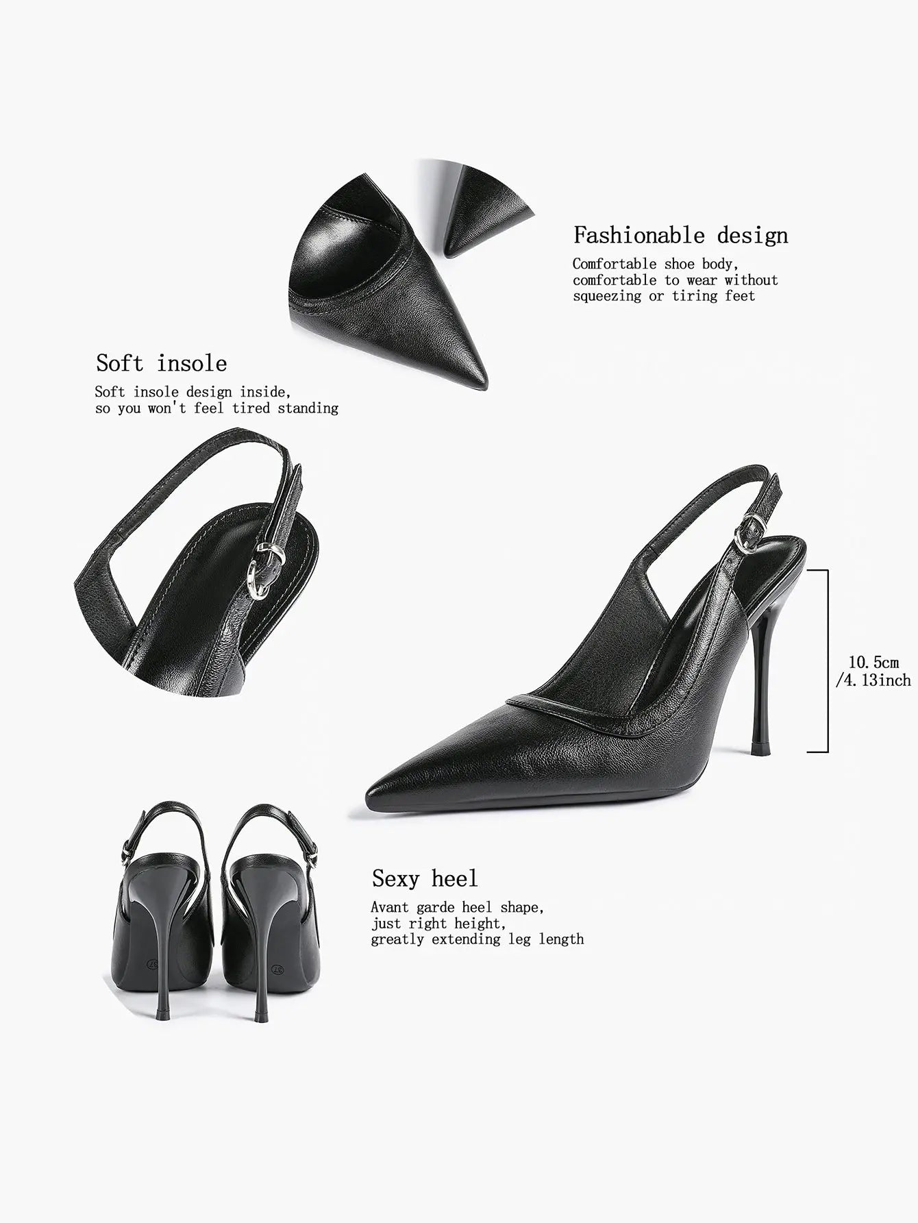 Women's High-Heel Sandals Closed Pointed Toe Slingback Stiletto Heels for Wedding Party YISHIFAN