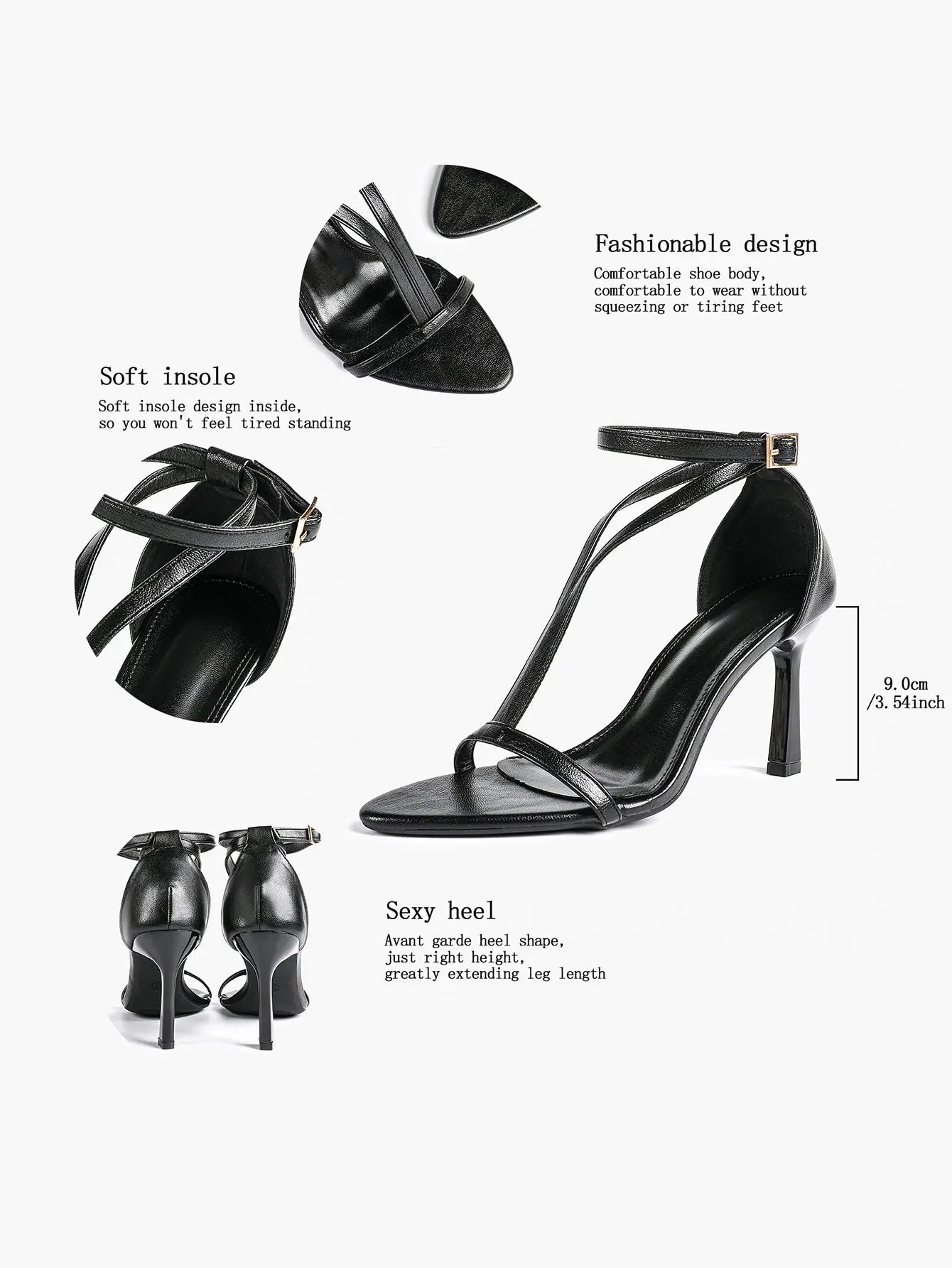 Women's Pointed Toe High-Heel Sandals Y-Strap Adjustable Ankle Strap Wedding Party Shoes YISHIFAN