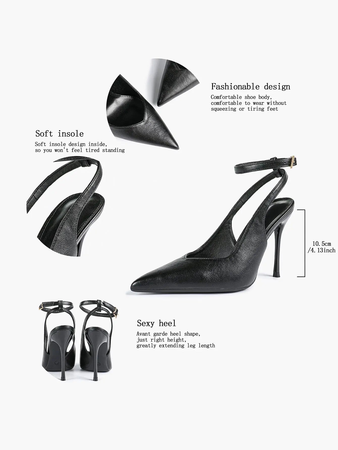 Women's Dark Brown Ankle Strap Pointed Toe High-Heel Sandals Wedding Party Evening Dress Shoes YISHIFAN