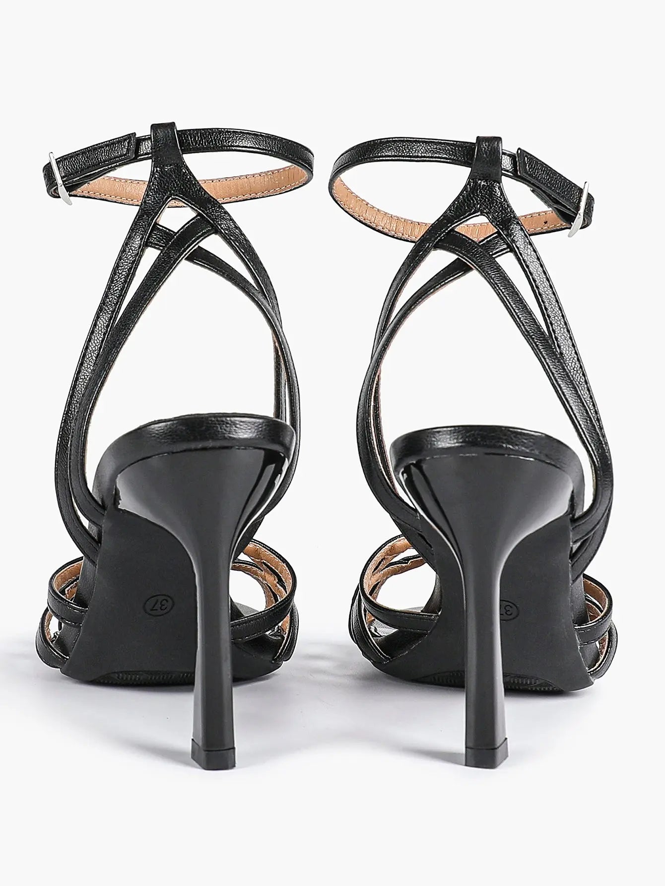 Leather Stiletto Heels for Women Open Pointed Toe Cross Ankle Strap Sandals for Wedding Party YISHIFAN