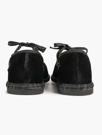 Women's Velvet Mary Jane Ballet Flat Shoes with Bow Straps YISHIFAN
