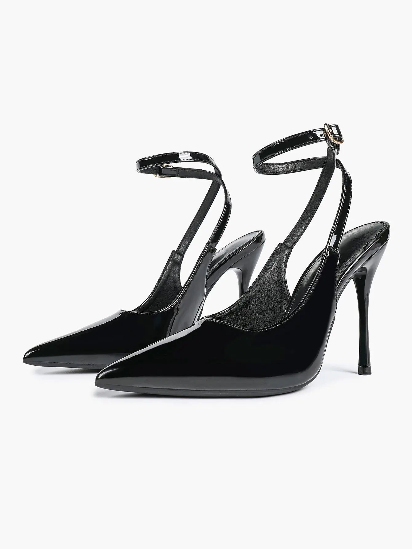 Women's Leather Pointed Toe Closed Toe Ankle Strap Heels Dress Shoes for Wedding Party Office YISHIFAN