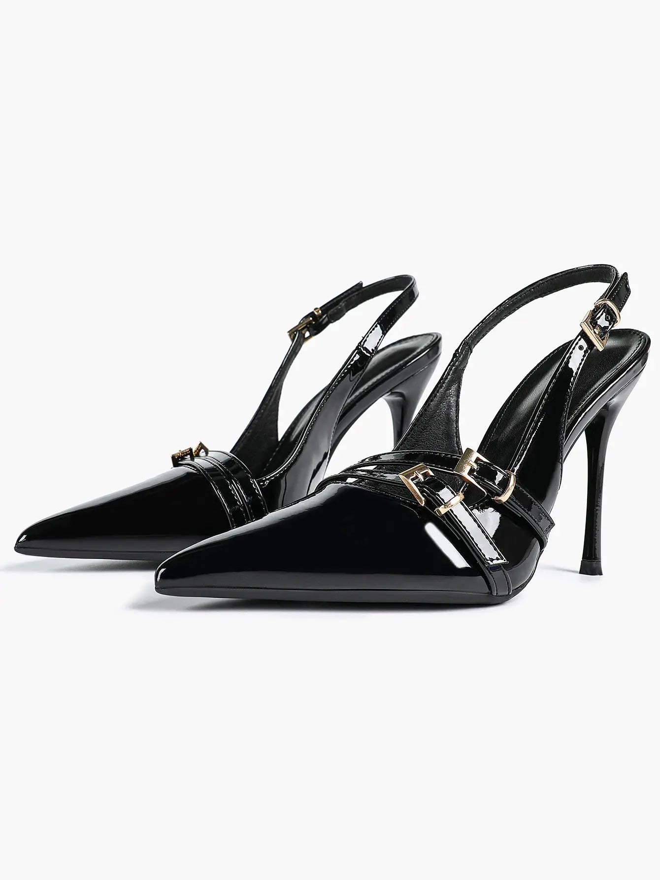 Women's High-Heel Sandals Closed Pointed Toe Slingback Heels Ankle Strap Stiletto Heels Elegant YISHIFAN