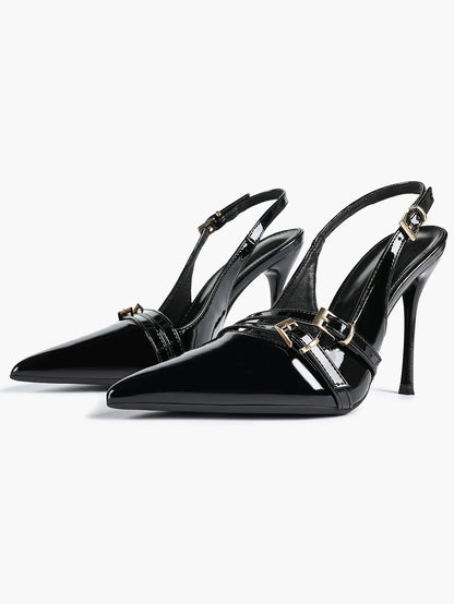 Women's High-Heel Sandals Closed Pointed Toe Slingback Heels Ankle Strap Stiletto Heels Elegant YISHIFAN