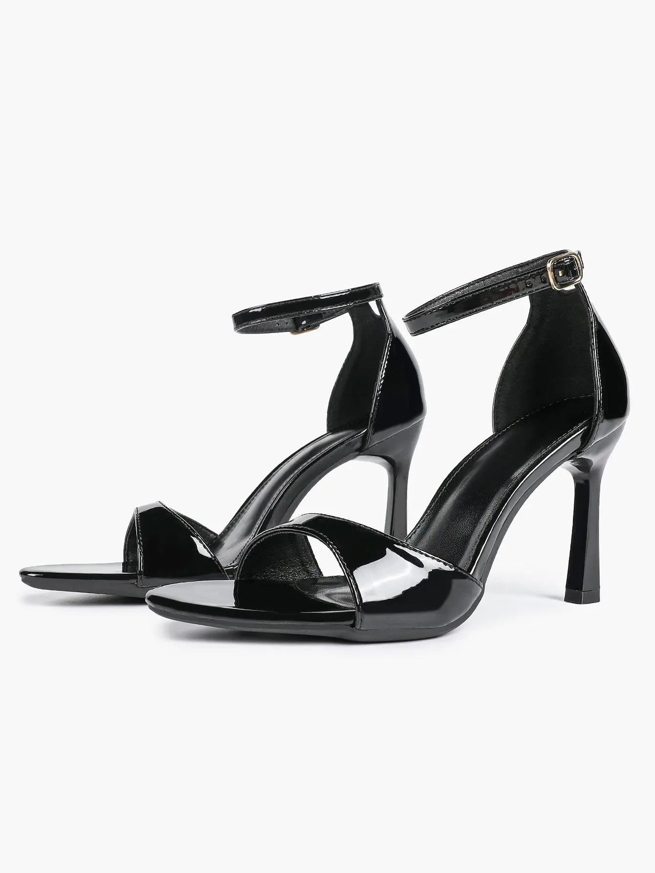 Women's Black High-Heel Sandals 3.74 Inch Stiletto Heels with Adjustable Ankle Strap for Wedding Party Casual YISHIFAN