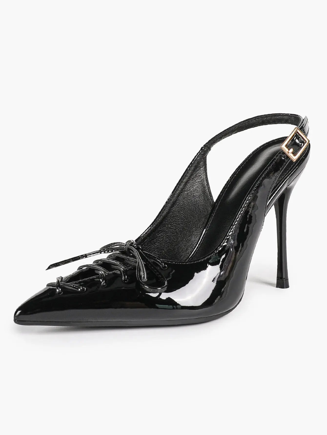Cognac Lace-Up Oxford Pumps | 10.5cm Stiletto Heel, Chain Ankle Strap YISHIFAN