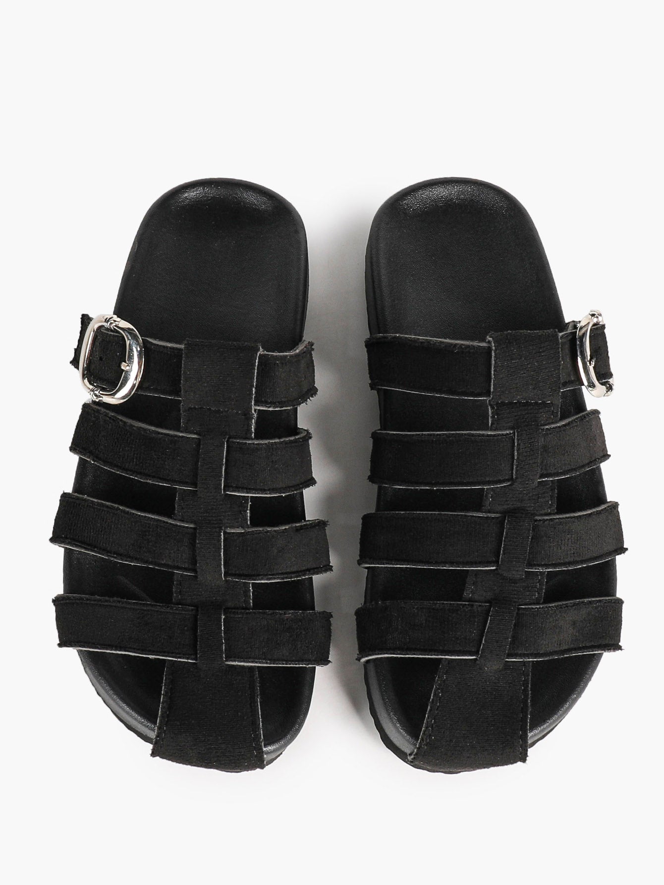 Camel Suede Woven Cage Slides with Silver-Tone Buckle Detail