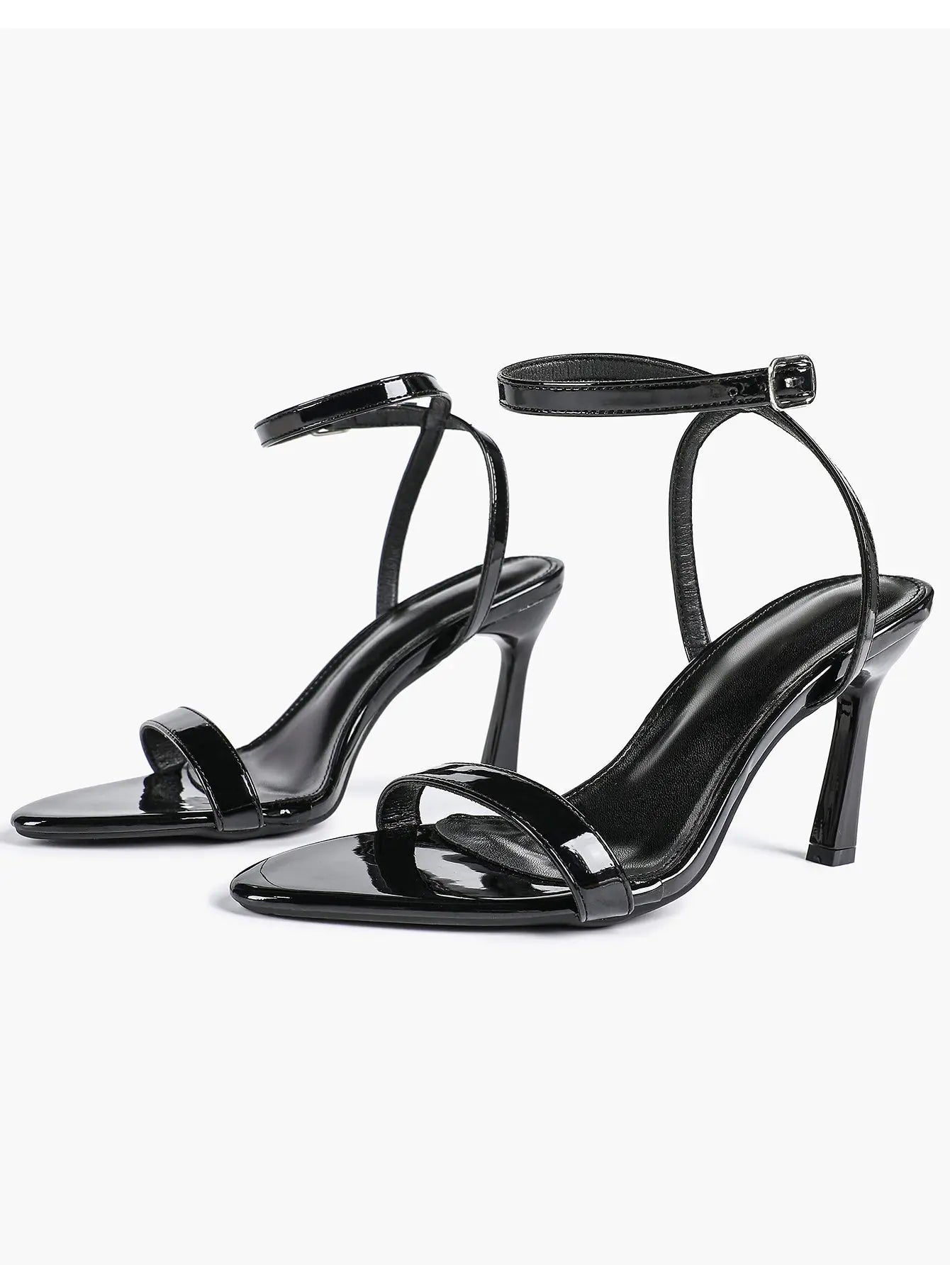 Women Leather High-Heel Sandals Pointed Toe Open Back Stiletto Heels Office Dress Shoes YISHIFAN