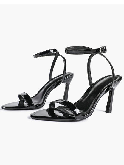 Women Leather High-Heel Sandals Pointed Toe Open Back Stiletto Heels Office Dress Shoes YISHIFAN