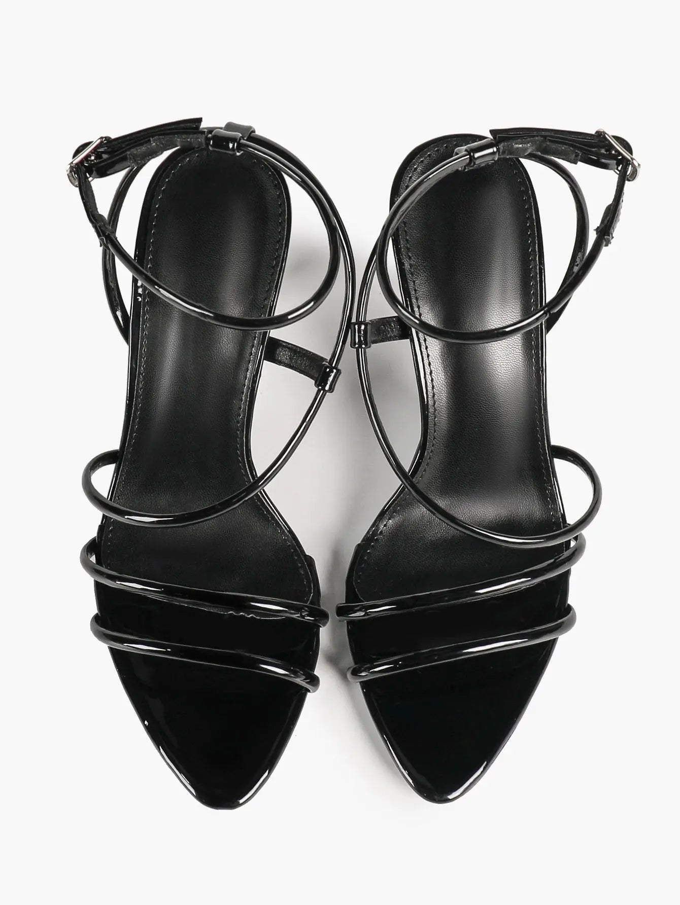Cognac Multi-Strap Square Toe Stiletto Sandals – Women’s Tubular Toe Strap Ankle Strap Heels YISHIFAN