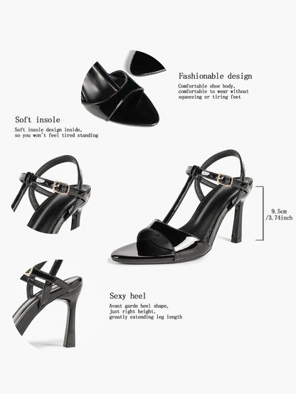 Women's Open Toe Stiletto Sandals Ankle Strap Buckle Sexy High Heel Dress Shoes 9.5CM YISHIFAN